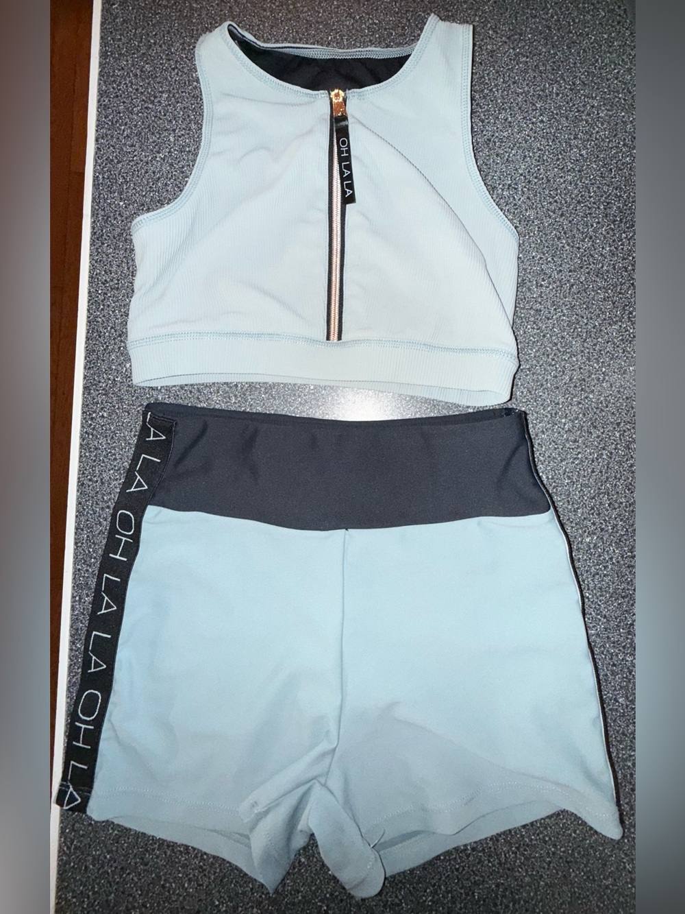 OH LA LA Light Blue Dance Crop Top & Shorts Set